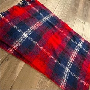 NWT Red Blue Plaid Soft Scarf